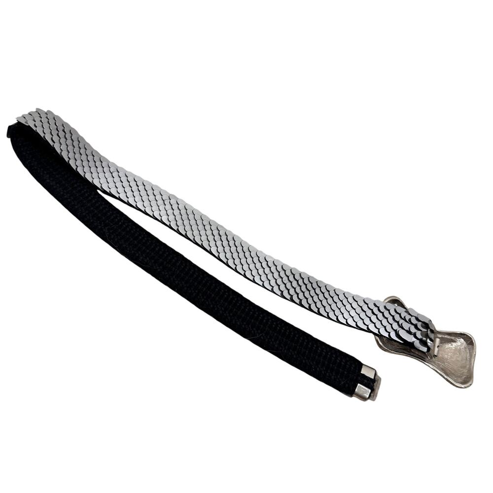 VTG Day-lor belt Stretch Silver Tone discs scales flexible w/ belt Buckle Design